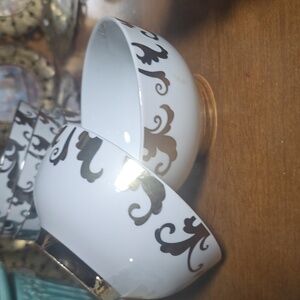 Ciroa Gold and White Decorative Bowl, Gold Trim